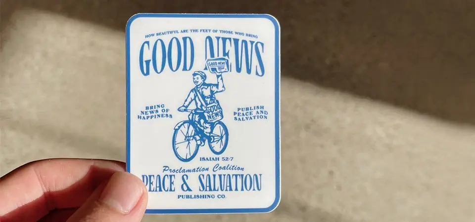 The Future of Stickers A futuristic image of a person tapping their phone on a sticker to launch a website via NFC.