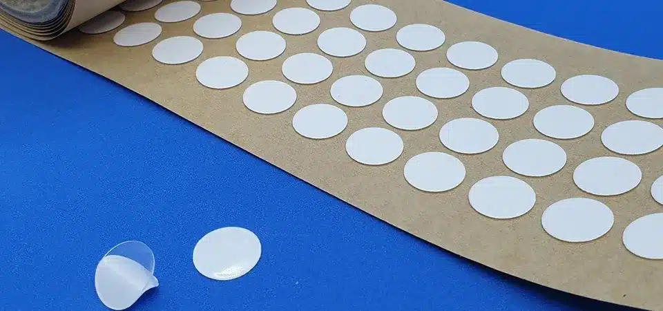 A sheet of double-sided sticker paper and a sheet of clear sticky dots
