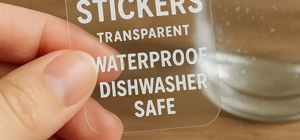 A Cricut machine cutting a sheet of clear stickers, with matte tape over the registration marks