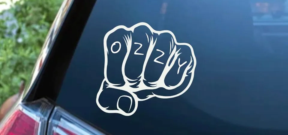 A simple graphic with checkmarks for Do's and X's for Don'ts related to car stickers