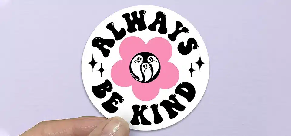 Regular Round Stickers on a Sheet A sheet of round stickers with different logos printed on them for packaging