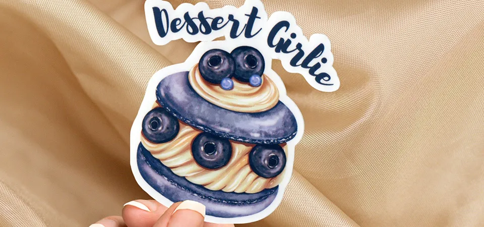 A vibrant sticker pack showing kawaii desserts, a pizza party, and stylish weather icons