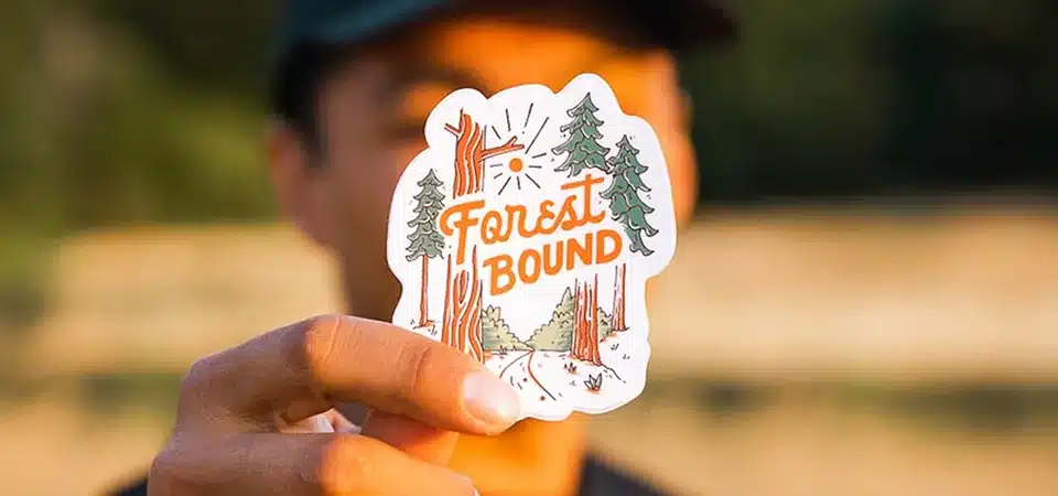 A before-and-after image of a sticker on a car, one new and one faded and cracked after years of sun exposure