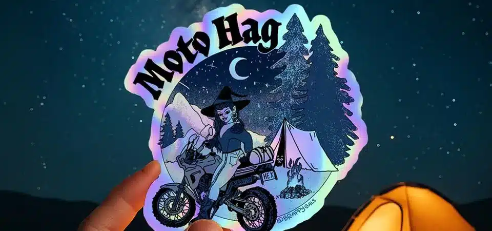 A brewing company's holographic sticker featuring a visionary eye design