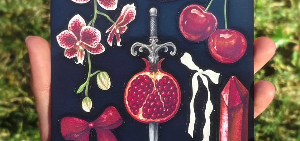 A diagram showing a sticker design with a visible "offset" cut line around it