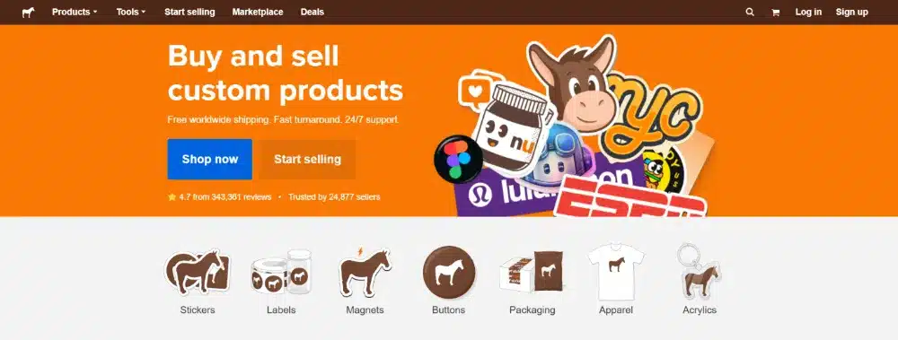 A person easily placing a small order of custom stickers on the Sticker Mule website