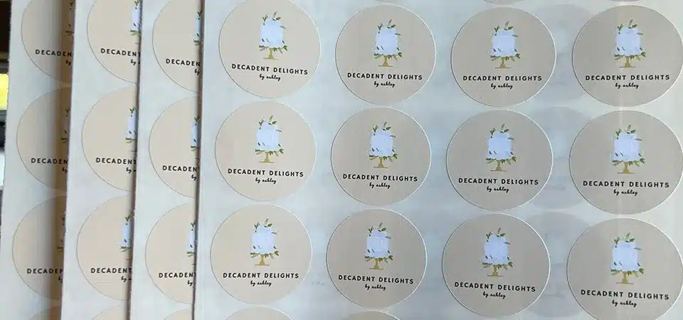 Diagram comparing a full A4 sheet dimension with various individual label sizes arranged on it