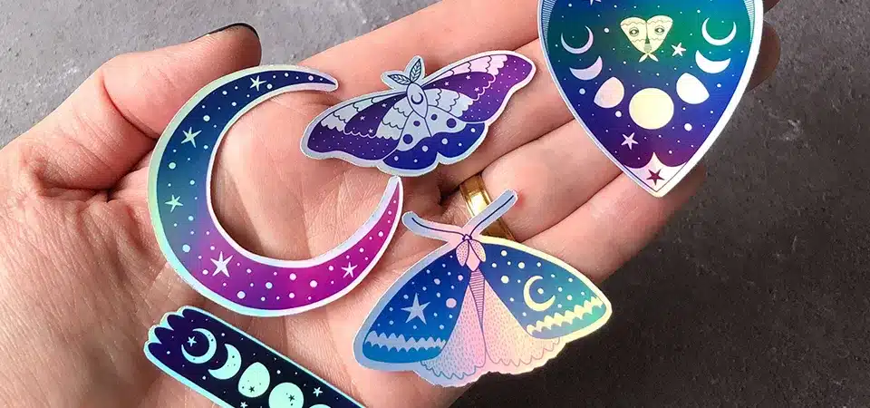 Side by side of a generic stock hologram and a custom security hologram