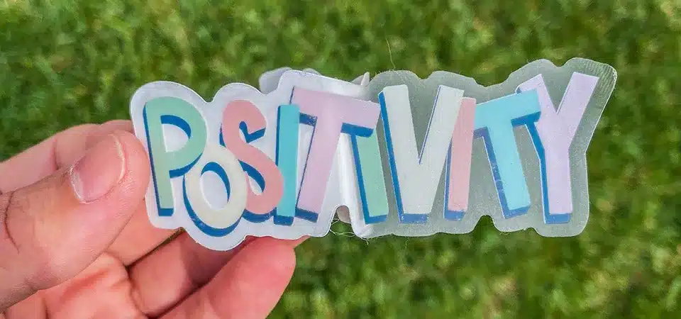 Clear sticker on a glass jar showing transparency