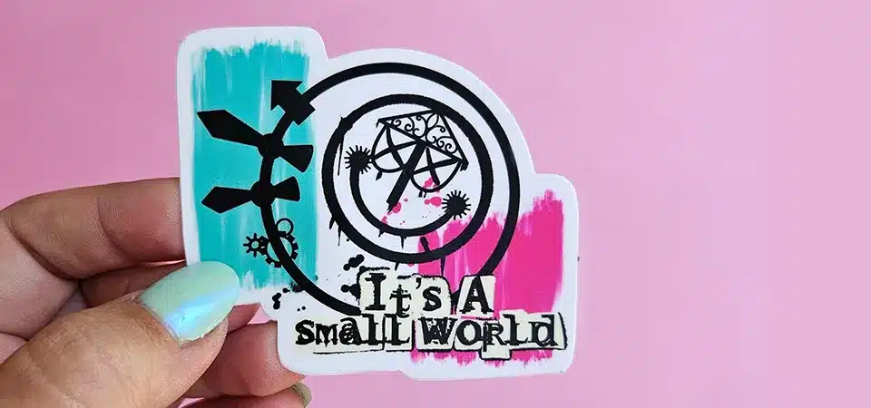 Pile of custom die cut stickers with unique shapes