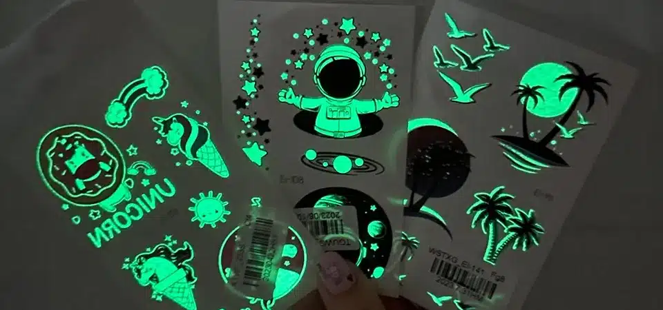 Neon orange and yellow fluorescent stickers