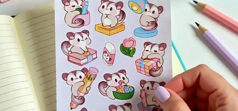 Custom Kiss-Cut Sticker Sheet A colorful sticker sheet with various cartoon designs ready to be peeled off