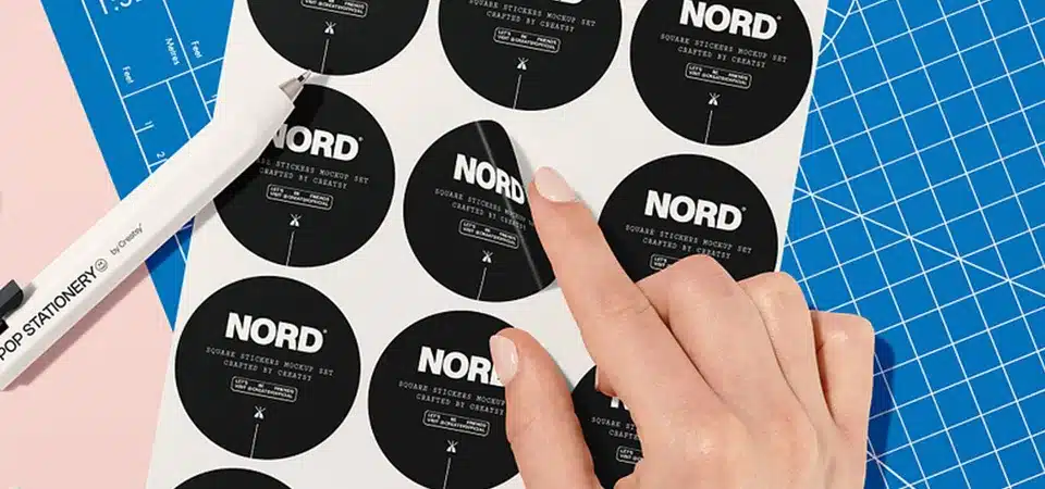 Logo Stickers for All Industries An image showcasing logo stickers from a diverse range of businesses like a law firm, a bakery, and a software company