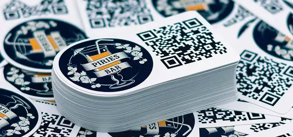 A close-up of a sticker with a cleverly integrated QR code in its design